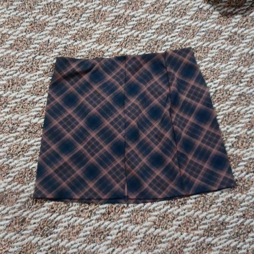 Plaid Brown Mini Skirt